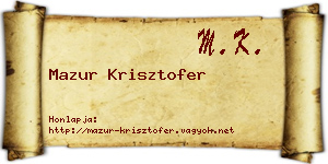 Mazur Krisztofer névjegykártya